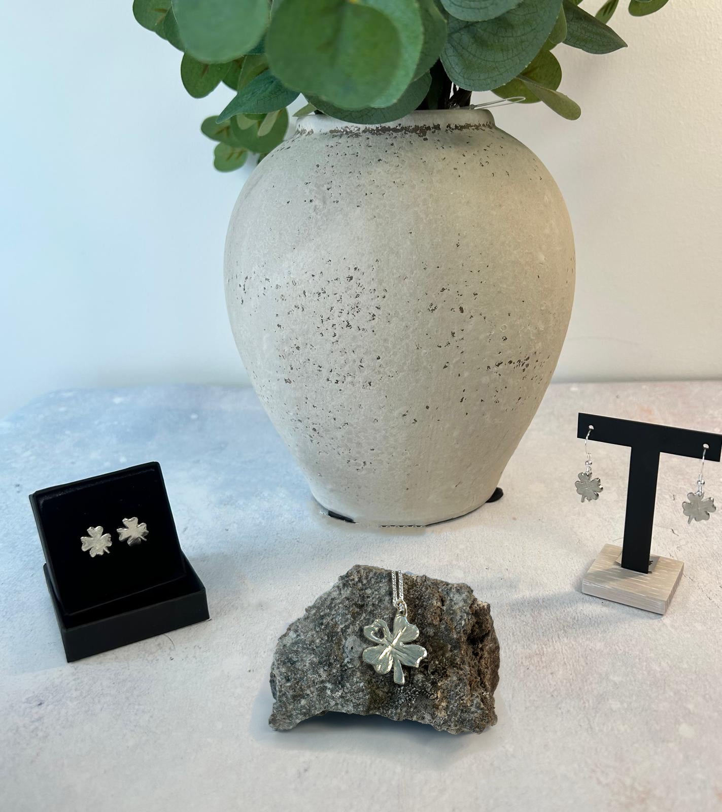 Four leaf clover drop earrings