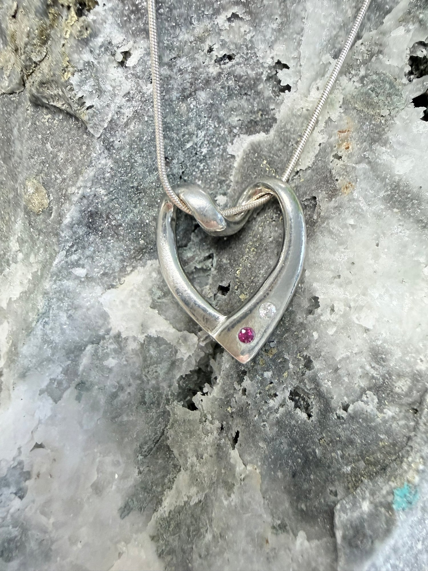 Eternity Diamond and Ruby Heart Pendant