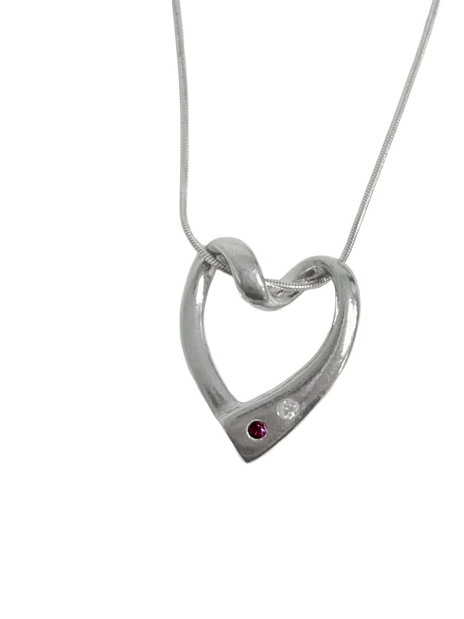 Eternity Diamond and Ruby Heart Pendant
