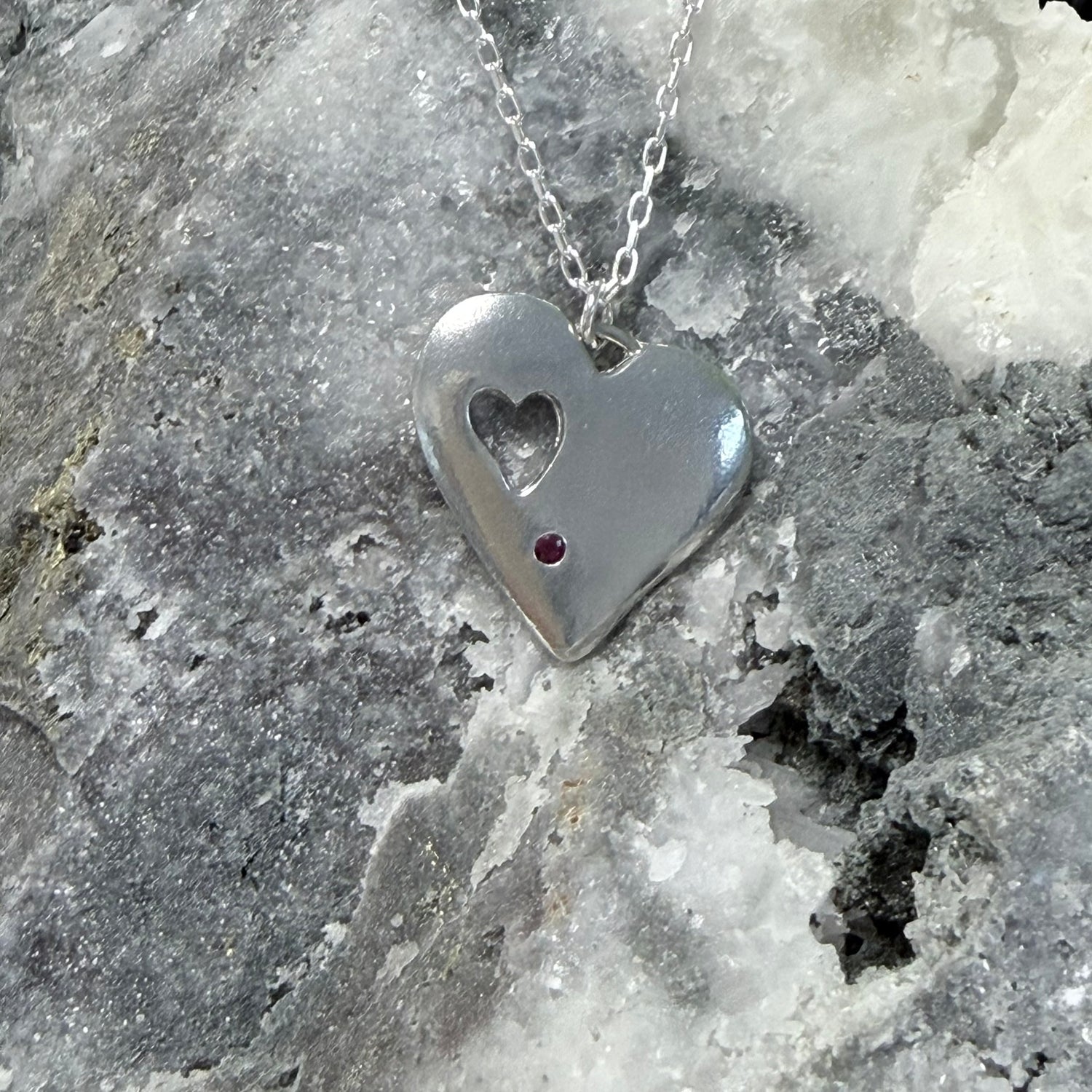 Eternity Ruby Heart Pendant with cut-out