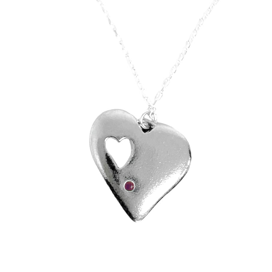 Eternity Ruby Heart Pendant with cut-out