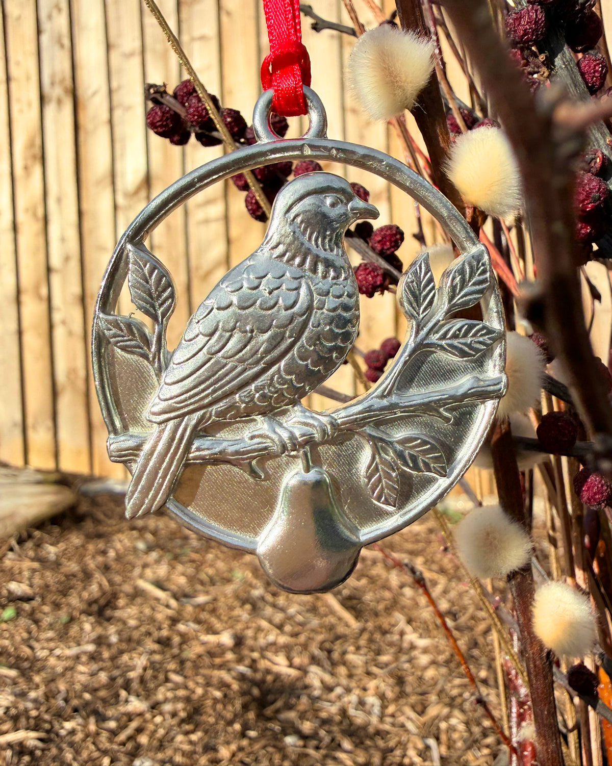 Cornish Tin Christmas Decoration - Partridge in a Pear Tree (2026)