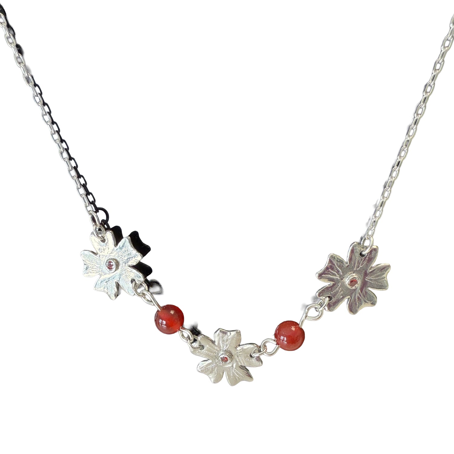 Carnelian three flower pendant