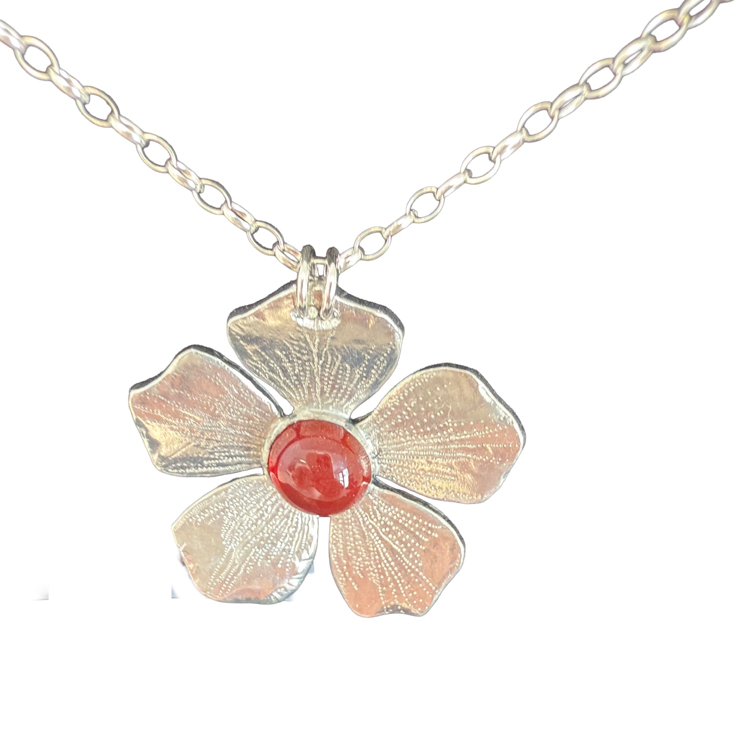 Floral Pendant with a Carnelian Stone