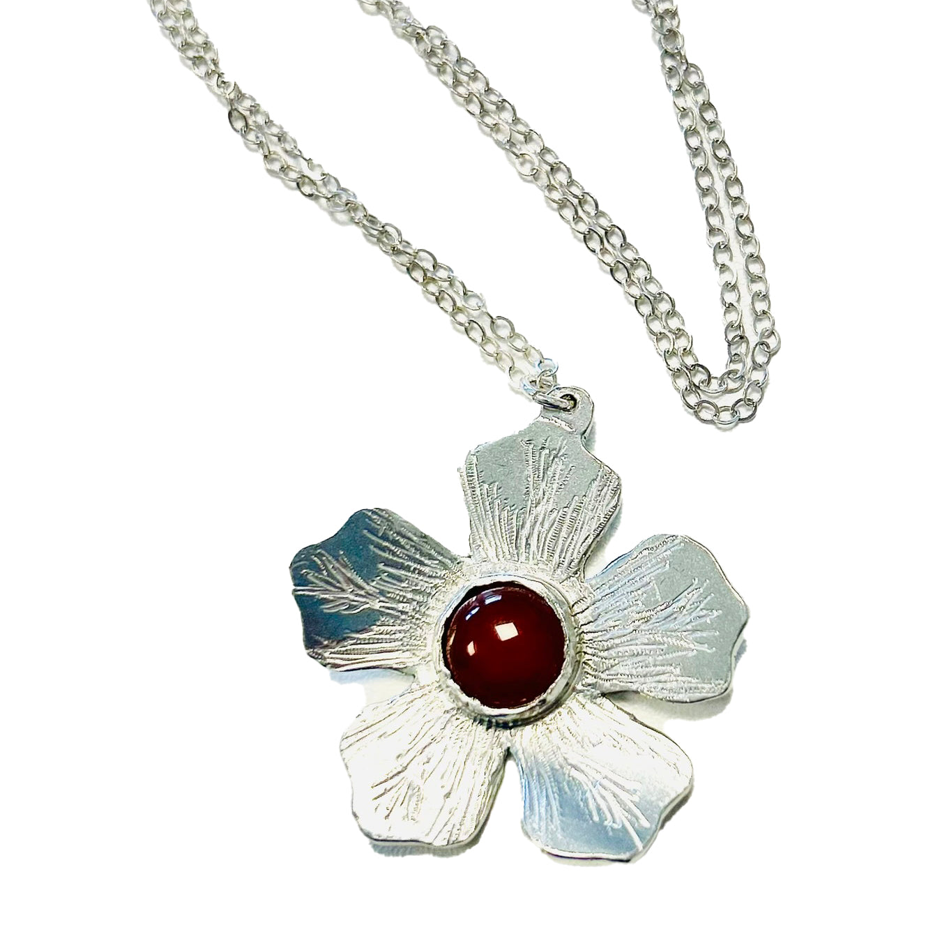 Floral Pendant with a Carnelian Stone