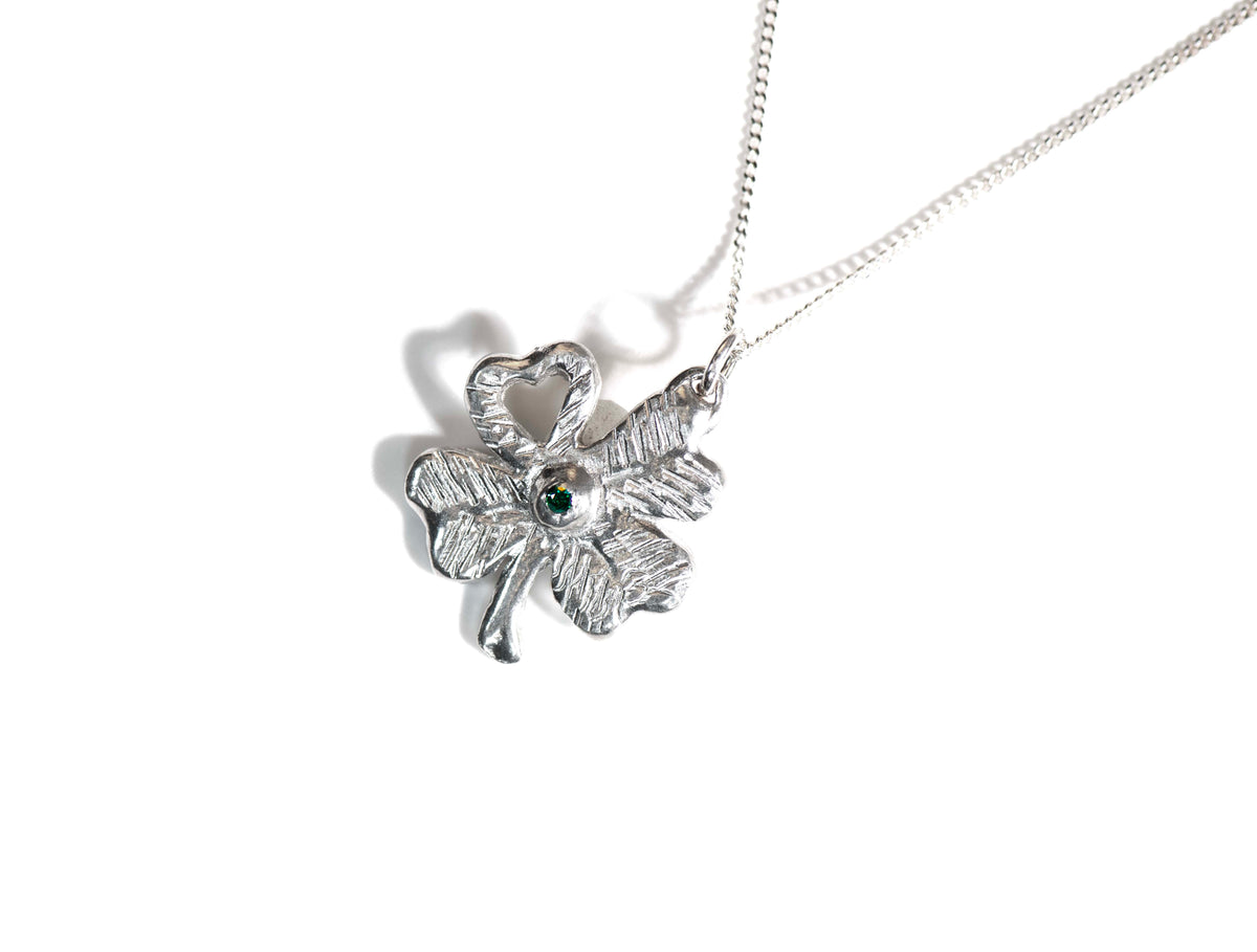 Cornish Tin Four Leaf Clover Lucky Pendant with Green Stone – South ...