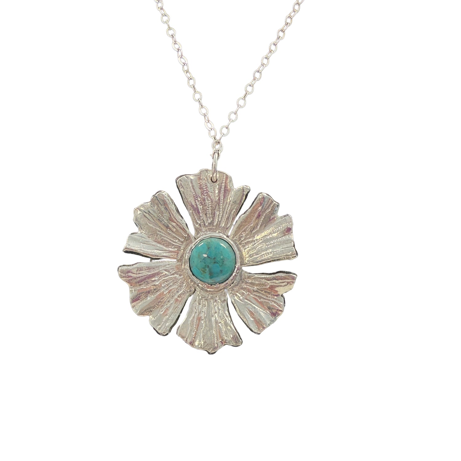 Floral pendant with turquoise centre stone